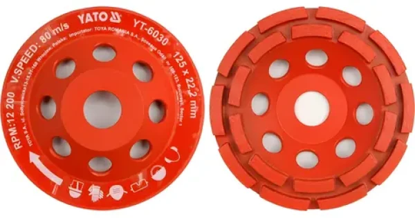 Yato Kotouč brusný diamantový 125 x 22,2 mm (YT-6030) / Dvouřadý / Pro úhlové brusky / 12 200 ot/min (YT-6030)