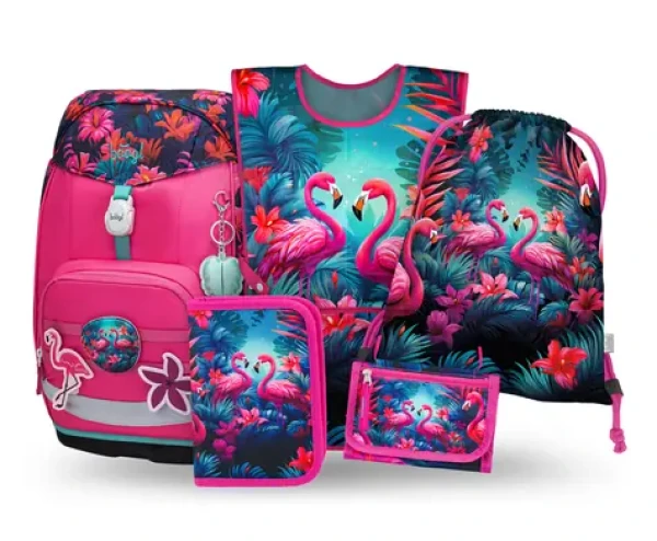 BAAGL SET 5 Airy Plus Plameňáci: batoh, penál, sáček, zástěra, peněženka (A-36098)