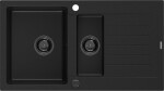 MEXEN/S - Matias granitový dřez 1.5 s odkapávačem 900 x 505 mm, černý, černý sifon 6502901505-77-B
