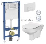 GEBERIT DuofixBasic s bílým tlačítkem DELTA50 + WC CERSANIT CITY NEW CLEANON + WC SEDÁTKO SLIM 458.103.00.2 50BI CI2