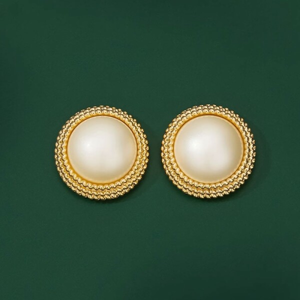 Náušnice s perlou Marta, stříbrné zapínání, Zlatá Bílá