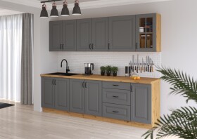 Kuchyňská linka 260 cm Stilo 3 Barva korpusu: Dub artisan, Barva dvířek: Dust Grey