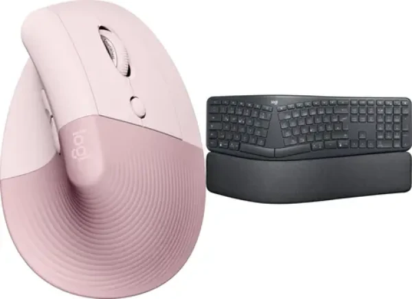 Logitech Lift růžová + Ergo K860 / Sada / Ergonomická myš + klávesnice / bezdrátová 2.4 GHz / pro praváky
