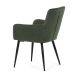Židle jídelní, zelená látka, černý kov