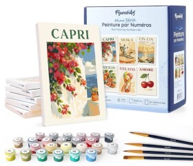 Mini malování podle čísel - Sladká Itálie 15 x 20 cm 6 obrázků na rámu