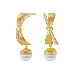 Luxusní náušnice s perlou a zirkony Dorothea, Zlatá
