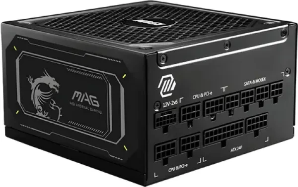 MSI MAG A1000GL PCIE5 II černá / Zdroj / 1000W / ATX 3.1 / PCIe 5.1 / 80 PLUS Gold / 135mm (MAG A1000GL PCIE5 II)