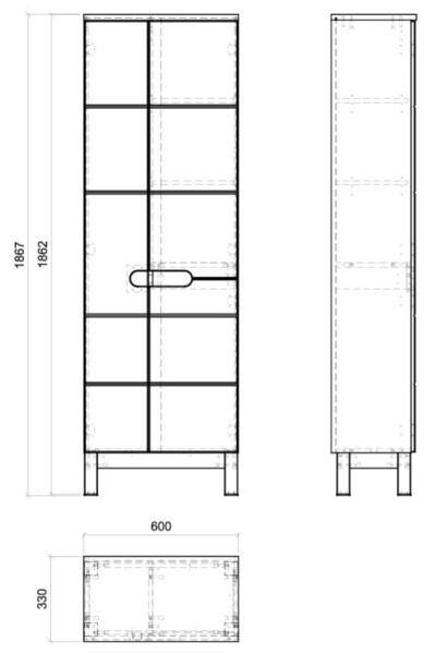 COMAD - Vysoká skříňka 3 dvířka BALI bílá 5907611647554