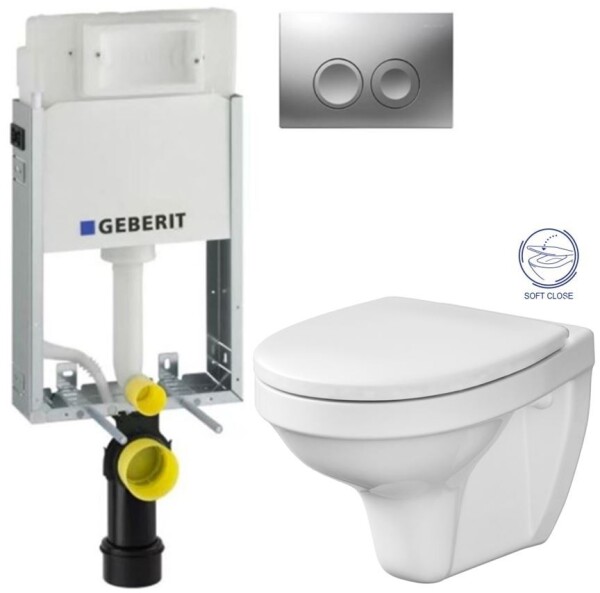 GEBERIT KOMBIFIXBasic vč. matného tlačítka DELTA 25 + WC CERSANIT DELFI + SOFT SEDÁTKO 110.100.00.1 21MA DE2