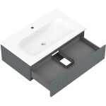 MEXEN/S - Rivel koupelnová skříňka 80 cm s umyvadlem Vela, 1 šuplík, reliéf , grafit mat/bílá mat 91A20-08023-1-BF66-W23M01