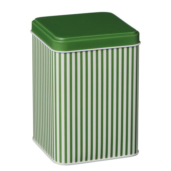 Ib Laursen Plechová dóza s víkem Green Stripes, zelená barva, kov