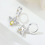 Stříbrné náušnice s motivem včelky - stříbro 925/1000, Žlutá