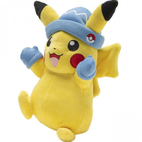 Pokémon plyšák Pikachu v zimní čepici a palčáky 20 cm