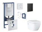 GROHE - Rapid SLX Set předstěnové instalace, klozetu, sedátka SoftClose, tlačítka Even a sady pro vhazování tablet, phantom black SANI11BB5129