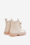 Zateplené dětské boty s medvídkem na zip béžové Enchanta 35