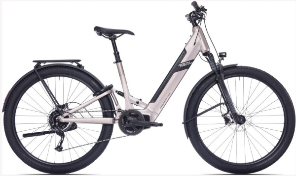 Rock Machine Crossride e450 FS Touring, pneu 29", rám 19" (L), model 2024, Sand Grey/Black - ZDARMA dopravné, seřízení, odborná montáž a dárkový poukaz na nákup příslušenství! (Záruka nejlepší ceny! Nakupujte u autorizovaného prodejce!)