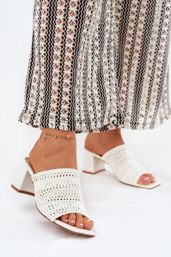 Dámské Pantofle S Pletením Na Podpatku Bílé Ciariloria 39