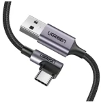 UGREEN Kabel USB-A (M) - USB-C (M) 2m černá / úhlový USB-C (6957303859429)