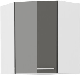 Horní rohová skříňka Lara 60x60 GN-72 1F (45°) Barva korpusu: Bílá, Barva dvířek: Šedý lesk