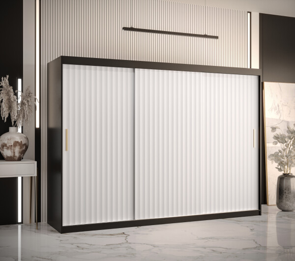 Šatní skříň Abi Riflo Wave 1 Barva korpusu: Černá, Rozměry: 250 cm, Dveře: Bílá bez zrcadla