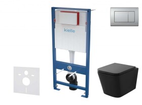 Kielle - Genesis Set předstěnové instalace, klozetu Arkas I, sedátka softclose a tlačítka Gemini III, matný chrom 30505SS42