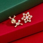 Vánoční stříbrné náušnice Sněhová vločka, Zlatá