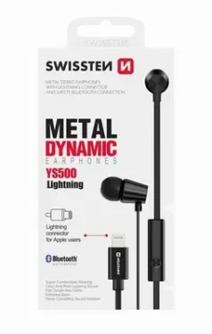 Rozbaleno - SWISSTEN Earbuds Dynamic Lightning černá / Sluchátka s mikrofonem / Lightning / 1.2m / rozbaleno (51108001.rozbaleno)
