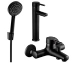MEXEN/S - Lua R75 SET vanová a umyvadlová baterie, černá 72813R75-70