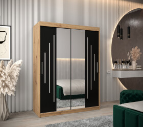 Šatní skříň Abi Y1 Barva korpusu: Dub artisan, Rozměry: 150 cm, Dveře: Černá