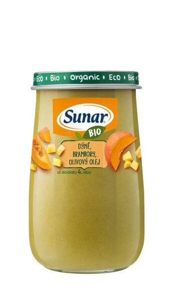 Sunar BIO příkrm dýně, brokolice, brambory, olivový olej 4m+, 190g