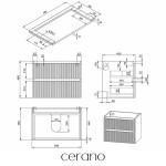 CERANO - Koupelnová skříňka Carole + deska pod umyvadlo Navira Pro - 36 mm - bílá matná rýhovaná - 60x51,6x46 CER-264323