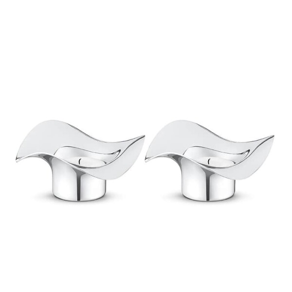Georg Jensen Svícen na čajovou svíčku Cobra Mirror – set 2 ks, stříbrná barva, kov