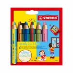 STABILO® woody 3 in 1 duo - dvoubarevná tuha - 6 ks sada s ořezávatkem (8826-2)