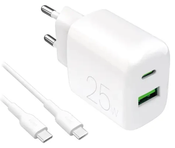 Puro PRO LITE bílá / Nabíjecí sada / USB-A + USB-C / 25 W / kabel USB-C - USB-C 1,2 m