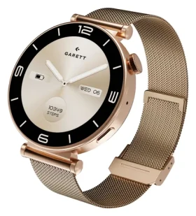 Garett Rose zlatá, Mesh steel / Chytré hodinky / 1.32" AMOLED / BT hovory / IP67 (ROSE_MESH_GLD)
