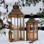 Chic Antique Lucerna Nature Décor Menší, přírodní barva, sklo, dřevo, kov