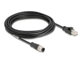 DeLock Síťový kabel M12 5m / 8 pin / kódování A / na zástrčku RJ45 / Cat5e S/FTP / PVC (80811)