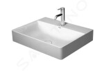 DURAVIT - DuraSquare Umyvadlo 600x470 mm, bez přepadu, s otvorem pro baterii, DuraCeram, WonderGliss, bílá 23536000711