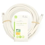 Nedis koaxiální kabel 10 m bílá / Koaxiální kabel / IEC (M) - IEC (F) / 75 Ohm / 120 dB (CSGL40020WT100)