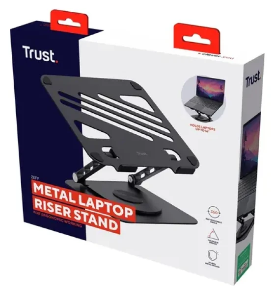 Trust Zeff Metal černá / Stojan pro notebook / 16" / nastavitelná výška / nosnost 10 kg (25482)
