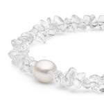 Korálkový náramek Catalina - křišťál, sladkovodní perla, Stříbrná 18 cm + 3 cm (prodloužení)