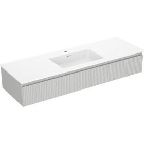 MEXEN/S - Rivel koupelnová skříňka 140 cm s umyvadlem Otis, 1 šuplík, reliéf , šedá mat/bílá mat 91A20-14023-1-BF62-W18M01