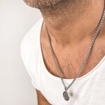 Ocelový 4mm náhrdelník s pečetí, rodový erb, Stříbrná 60 cm