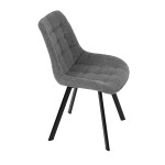 Židle jídelní, šedá látka, nohy černý kov