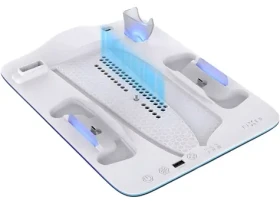 FIXED Dokovací stanice pro PlayStation 5 černo-bílá / Dokovací stanice / nabíjení 2x DualSense / chlazení (FIXPS5PS-MCS-BW)