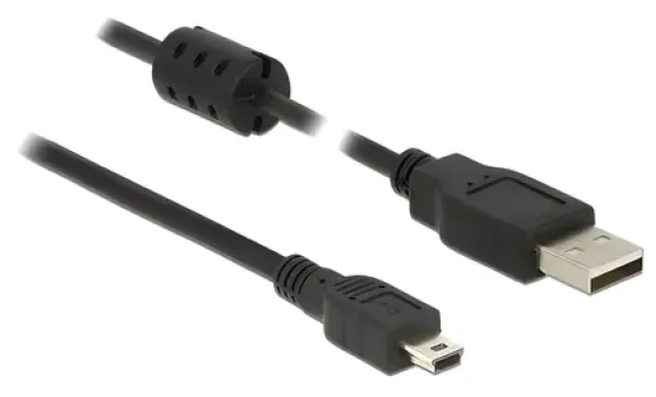 Delock USB-A - Mini-USB B 1,5 m černá / Kabel / USB 2.0 / pozlacené konektory (84913)