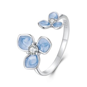 Stříbrný prsten se zirkony Blue Flower - stříbro 925/1000, nastavitelná Modrá