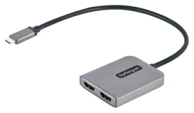 StarTech USB-C Dual HDMI MST Hub černá-šedá / Multi-monitor adaptér / 2x HDMI / 4K UHD / 7.1 audio (MST14CD122HD)