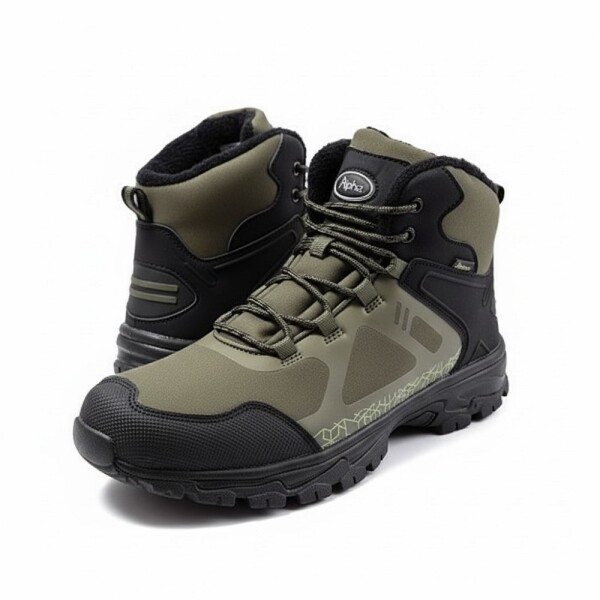 Obuv ALPINEX Obutex pánská kotníková softshellová zimní khaki