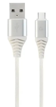 Cablexpert USB-A - USB-C bílo-stříbrná / USB kabel / opletený / 2 m (CC-USB2B-AMCM-2M-BW2)